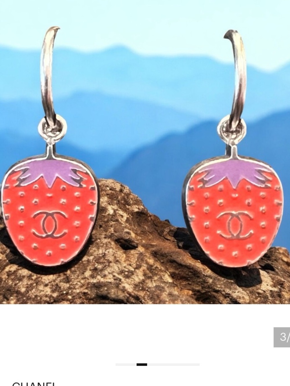 CHANEL Strawberry Red and Purple Statement Earrings